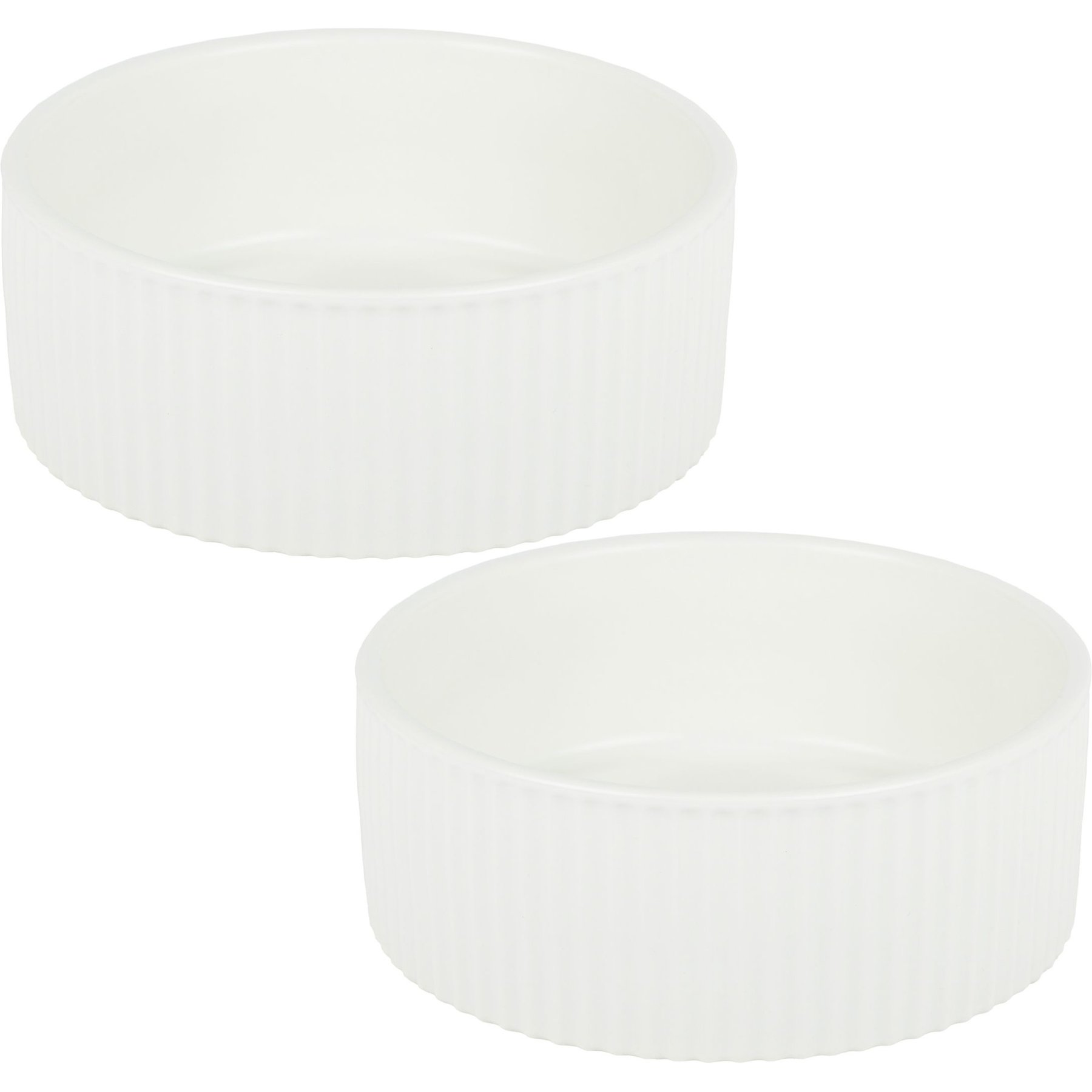 Park Life Designs Jardin Ceramic Ribbed Effect Dog Bowls, 2 count, White, 4-cup