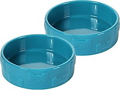 Park Life Designs Manor Ceramic Dog & Cat Bowl, Azure, 2 count, 2-cup