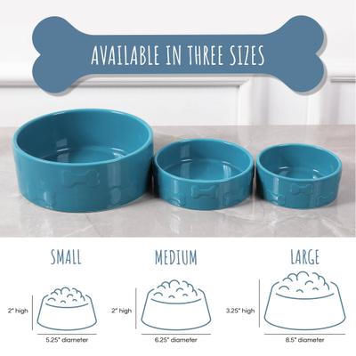 Show full view: Park Life Designs Manor Ceramic Dog & Cat Bowl, Azure, 2 count, 8-cup slide 3 of 8
