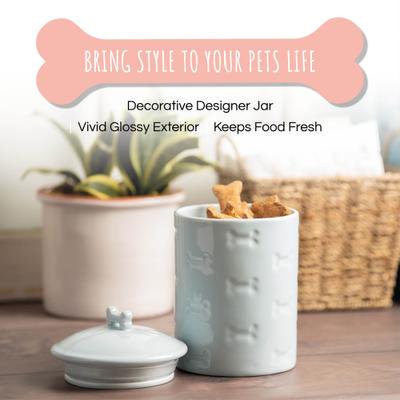 Show full view: Park Life Designs Manor Ceramic Treat Jar, 46-oz, Grey slide 3 of 6