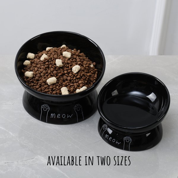 Park Life Designs Meow Design Ceramic Elevated Cat Bowls, 2 count
