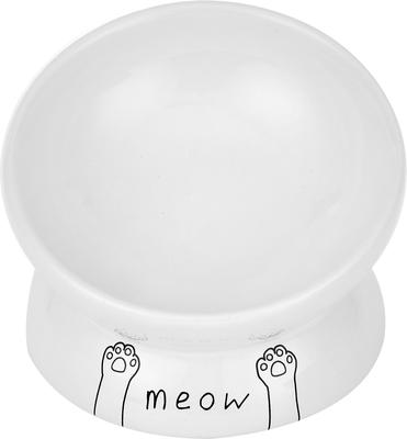 Show full view: Park Life Designs Meow Design Ceramic Elevated Cat Bowls, 2 count, White, 1-cup slide 6 of 7