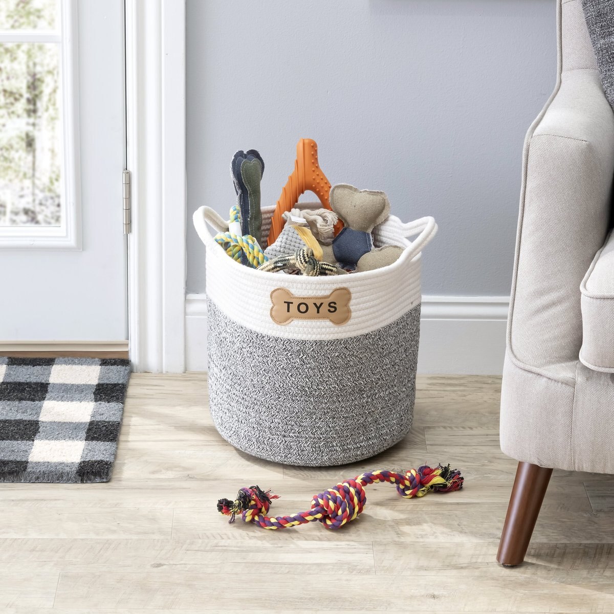 Park Life Designs Florence Cotton Rope Dog & Cat Toy Storage Basket