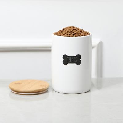 Show full view: Park Life Designs Oakwell Ceramic Dog Treat Jar, White slide 2 of 7