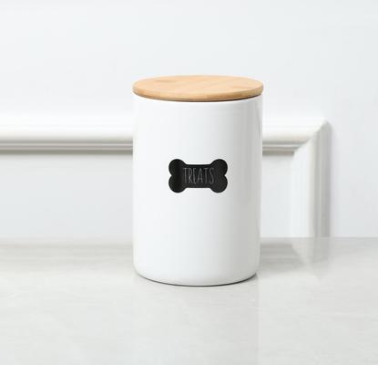 Show full view: Park Life Designs Oakwell Ceramic Dog Treat Jar, White slide 5 of 7