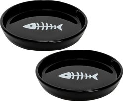 Park Life Designs Oscar Ceramic Cat Bowl, Black, 1-cup, 2 count