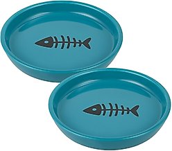 Park Life Designs Oscar Ceramic Cat Bowl, Blue, 1-cup, 2 count