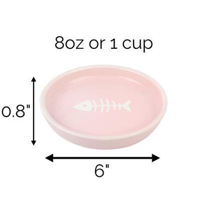 Show full view: Park Life Designs Oscar Ceramic Cat Bowl, Pink, 1-cup, 2 count slide 3 of 4