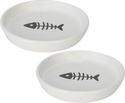 Park Life Designs Oscar Ceramic Cat Bowl, White, 1-cup, 2 count