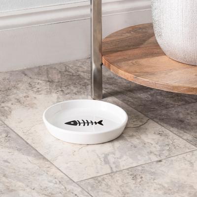 Show full view: Park Life Designs Oscar Ceramic Cat Bowl, White, 1-cup, 2 count slide 3 of 5