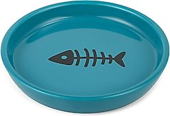 Park Life Designs Oscar Classic Round Ceramic Cat Bowl, 1-cup, Blue