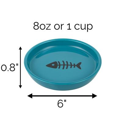 Show full view: Park Life Designs Oscar Classic Round Ceramic Cat Bowl, 1-cup, Blue slide 7 of 8