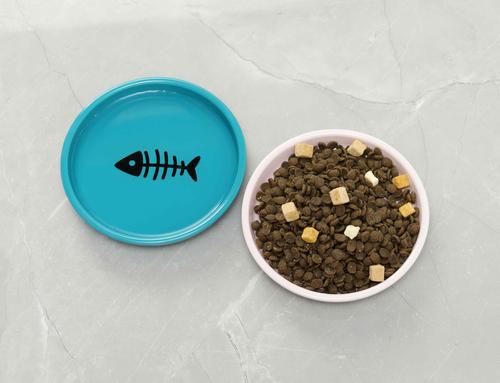 Show full view: Park Life Designs Oscar Classic Round Ceramic Cat Bowl, 1-cup, Blue slide 6 of 8