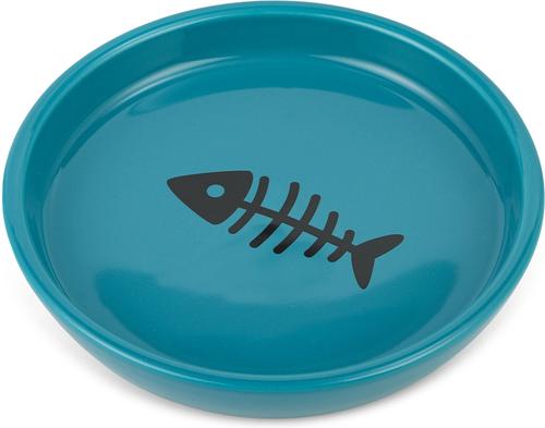 Show full view: Park Life Designs Oscar Classic Round Ceramic Cat Bowl, 1-cup, Blue slide 3 of 8