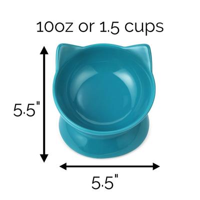 Show full view: Park Life Designs Oscar Tilt Ceramic Cat Bowl, 1-cup, Blue slide 4 of 7