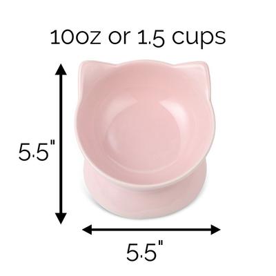 Show full view: Park Life Designs Oscar Tilt Ceramic Cat Bowl, 1-cup, Pink slide 7 of 11