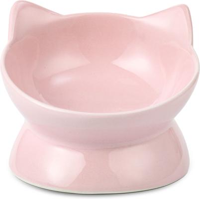 Show full view: Park Life Designs Oscar Tilt Ceramic Cat Bowl, 1-cup, Pink slide 3 of 11