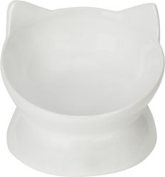 Park Life Designs Oscar Tilt Ceramic Cat Bowl, 1-cup, White