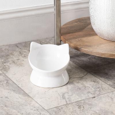 Show full view: Park Life Designs Oscar Tilt Ceramic Cat Bowl, 1-cup, White slide 2 of 5