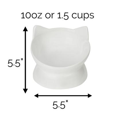Show full view: Park Life Designs Oscar Tilt Ceramic Cat Bowl, 1-cup, White slide 4 of 5