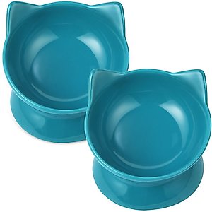 Kitty City Cat Ear Elevated Cat Bowls