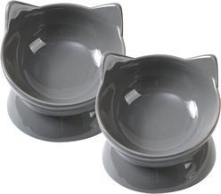 Park Life Designs Oscar Tilt Elevated Cat Bowl, Grey, 1-cup, 2 count