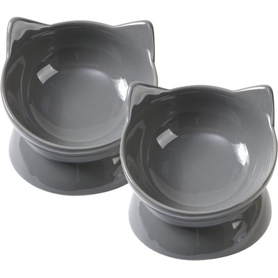 Park Life Designs Park Life Designs Oscar Tilt Elevated Cat Bowl, Grey, 1-cup, 2 count