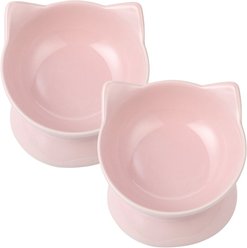 Park Life Designs Oscar Tilt Elevated Cat Bowl, Pink, 1-cup, 2 count