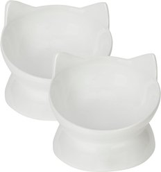 Park Life Designs Oscar Tilt Elevated Cat Bowl, White, 1-cup, 2 count