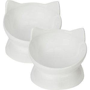 Park Life Designs Oscar Tilt Elevated Cat Bowl, White, 1-cup, 2 count