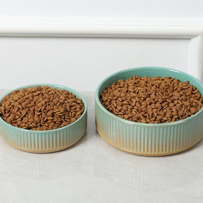 Show full view: Park Life Designs Skandi Ceramic Ribbed Dog Bowls, 2 count, Green, 2-cup slide 2 of 6