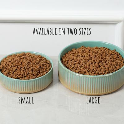 Show full view: Park Life Designs Skandi Ceramic Ribbed Dog Bowls, 2 count, Green, 2-cup slide 4 of 6