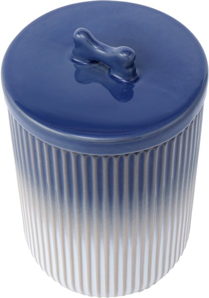 Show full view: Park Life Designs Skandi Ceramic Ribbed Dog Treat Jar, Blue slide 6 of 7