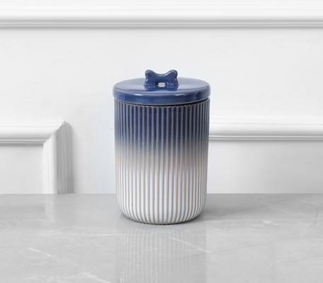 Show full view: Park Life Designs Skandi Ceramic Ribbed Dog Treat Jar, Blue slide 5 of 7