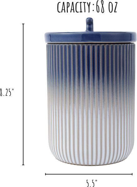 Show full view: Park Life Designs Skandi Ceramic Ribbed Dog Treat Jar, Blue slide 3 of 7