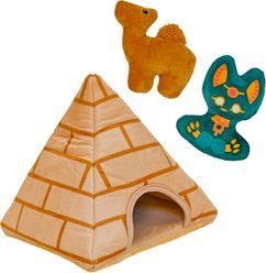 Patchwork Pet Squeaky Egyptian Pyramid Dog Toy, 8-in