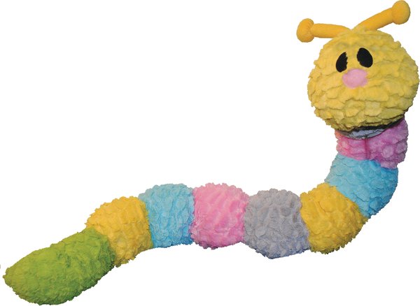Patchwork Pet Squeaky Pastel Caterpillar Dog Toy, 35-in