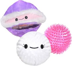Patchwork Pet Tough Prickles Clam with Pearl Dog Toy, 5-in