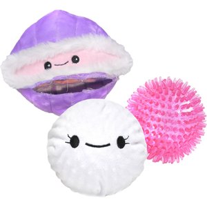 Patchwork Pet Tough Prickles Clam with Pearl Dog Toy, 5-in