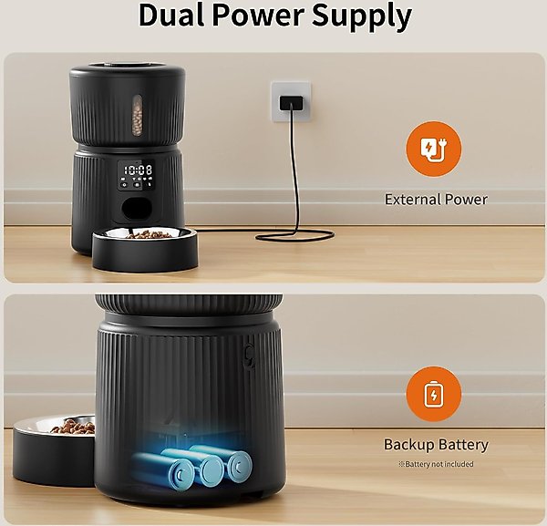 Show full view: PATPET 2.4G WiFi Slow Feeding with Desiccant Bag Timed Automatic Dog & Cat Feeder, 3-L slide 4 of 6