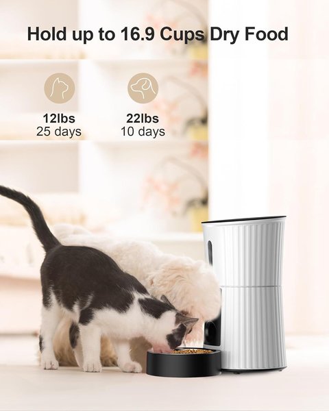Show full view: PATPET 2.4G WiFi Timed with 10S Voice Recorder & Desiccant Bag Automatic Dog & Cat Feeder, 4-L, White slide 5 of 8