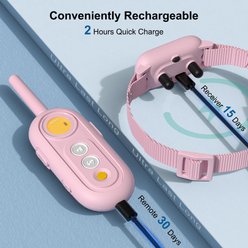 PATPET 2000-ft Waterproof & Adjustable Dog Training Collar, 9.8-25-in, Pink slide 2 of 9