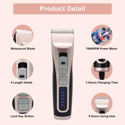 Show full view: PATPET 3-Speed Cordless Dog & Cat Hair Grooming Clipper Kit, Rose Gold slide 6 of 11