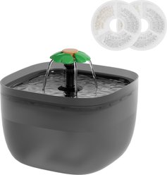 PATPET 360 Degree Flower Stream Quiet with Quadruple Action Filter Dog & Cat Water Fountain, 2-L, Black