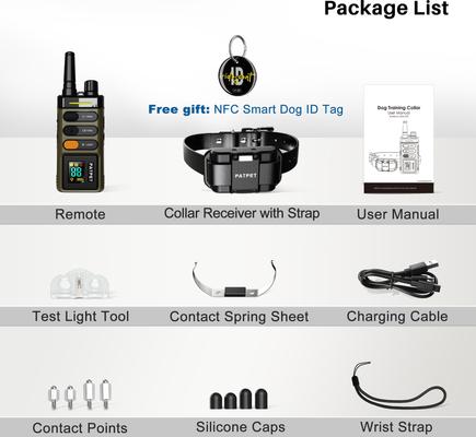 Show full view: PATPET 5250FT Ultra-Long Range Remote Waterproof Rechargeable LED Light Dog Training Collar, Dark Green slide 9 of 10