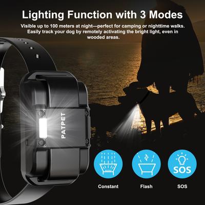 Show full view: PATPET 5250FT Ultra-Long Range Remote Waterproof Rechargeable LED Light Dog Training Collar, Dark Green slide 4 of 10