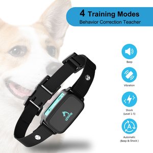 PATPET A12 Waterproof Electronic Smart Shock Training Dog Collar, Black