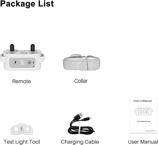 Show full view: PATPET A12 Waterproof Electronic Smart Shock Training Dog Collar, Gray slide 8 of 9