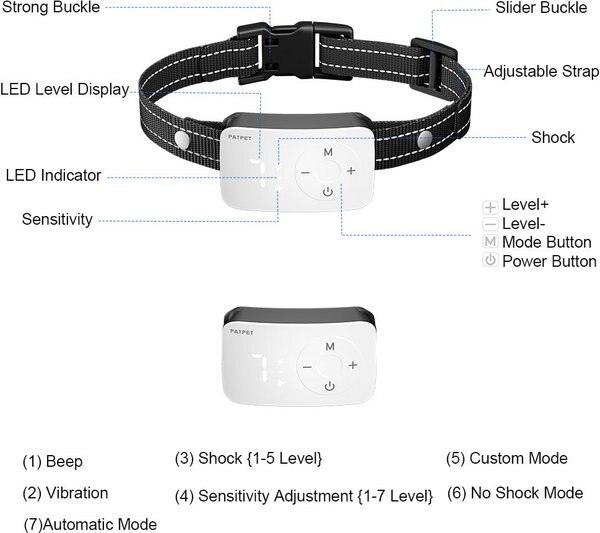 PATPET Premium Waterproof Visualized Automatic Bark Training Collar