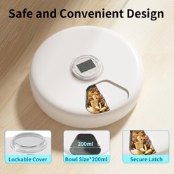 PATPET Cordless 24 Hour Ice Fresh 6 Meals for Dry & Wet Food Timed Automatic Dog & Cat Feeder, White slide 2 of 7